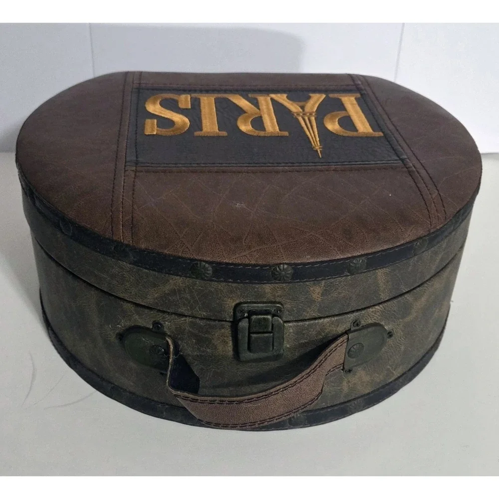Vintage Style Storage Box Luggage Hat Box Travel Decorative Retro Case PARIS